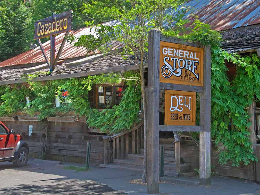 The geneal store in Cazadero is surrounded by trees in Sonoma County