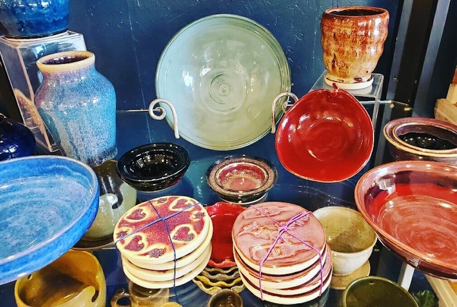 Some of the handmade pottery at Made Local Marketplace