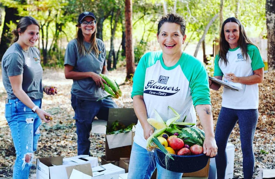 Duskie Estes (in green and white) with some of her Farm to Pantry gleaners 