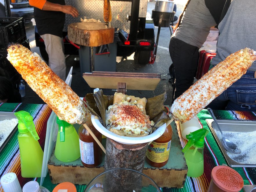 Elote (grilled corn) at Santra Rosa's Wednesday Night Market