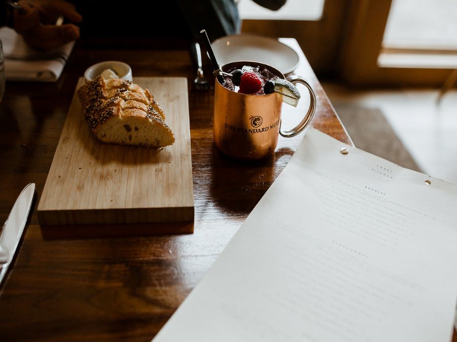 A scone on a cutting board