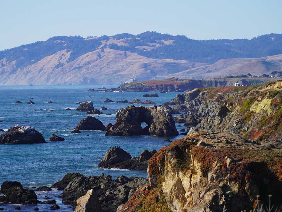 The rugged Sonoma Coast on a sunny day