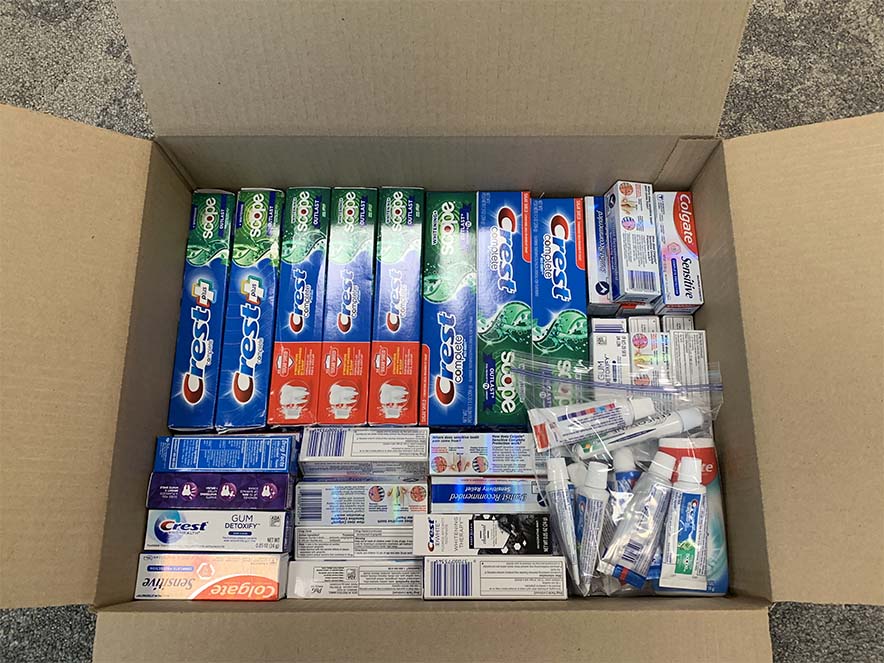 Image of box full of toothpaste