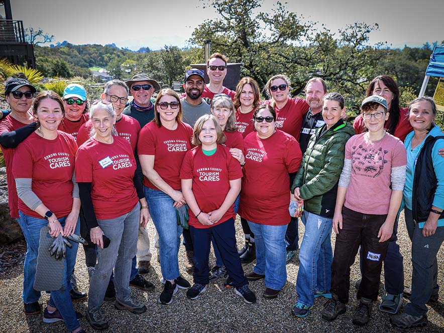 Group of Sonoma County Tourism Cares volunteers at Paradise Ridge Winery