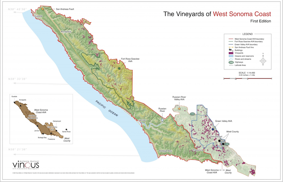 Map of the new West Sonoma Coast AVA 