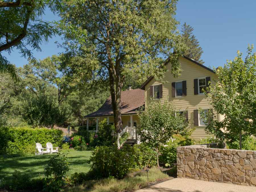 The exterior and gardens at Farmhouse Inn & Restaurant, Forestville