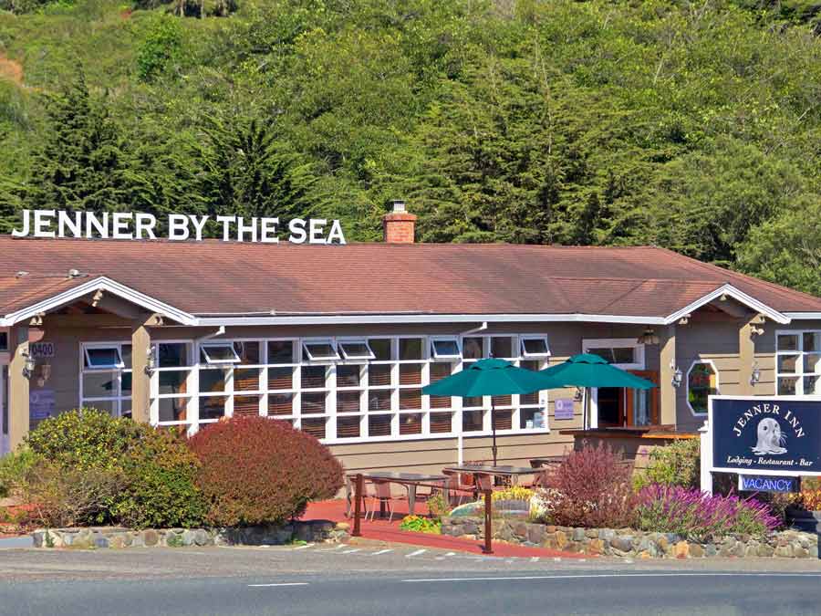 Flowers blooming in front of the Jenner Inn, Sonoma Coast