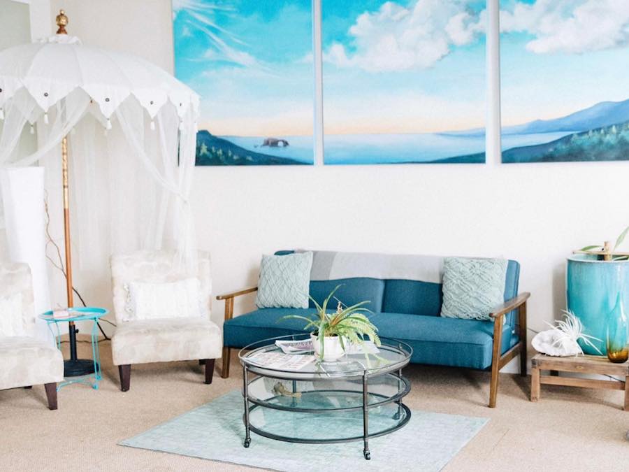 Peaceful waiting area at Bliss Organic Day Spa 