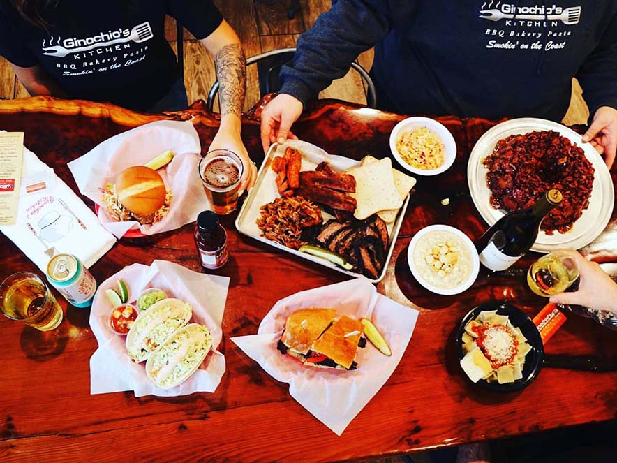 bbq spread on dining table