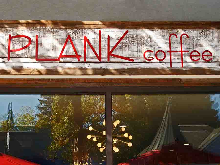 plank coffee sign