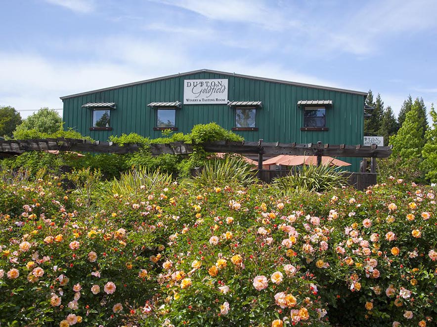 building and landscape of flowers