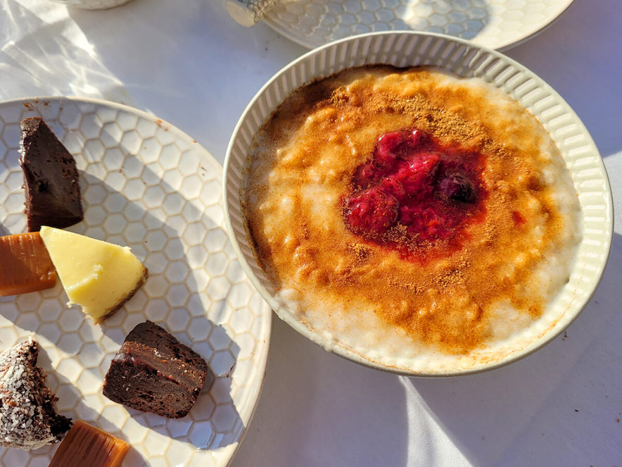 Swedish rice pudding at Stockhome's julbord in Petaluma—Photo by Heather Irwin/Sonoma Magazine