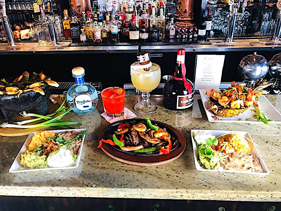 Food and drinks on the bar at Lupe's Mexican Diner & Agave Room