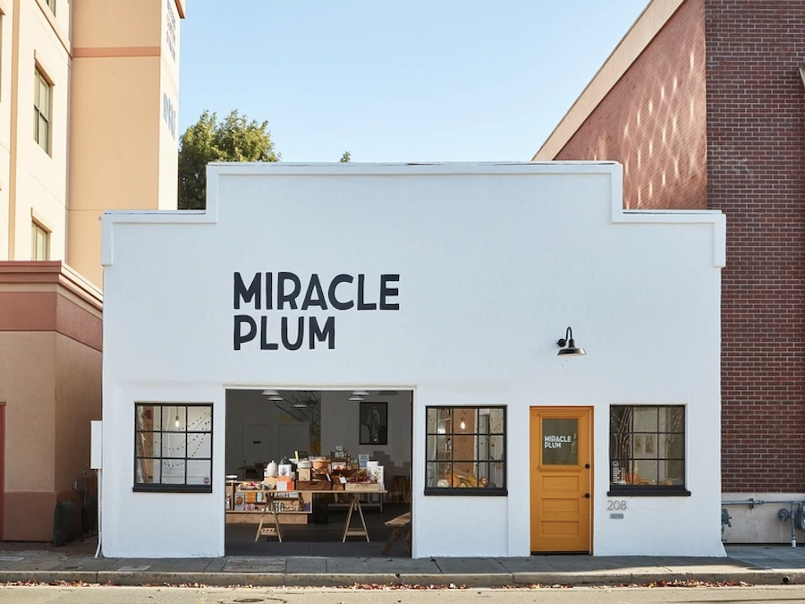 The diminutive storefront of Miracle Plum in Santa Rosa's Railroad Square