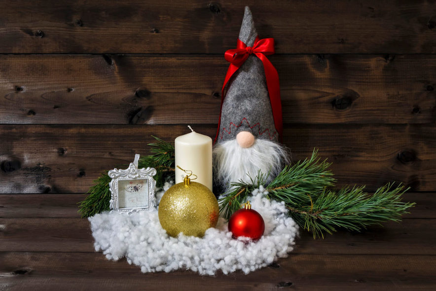 Swedish gnome decorations are sold to guests throughout the holiday season