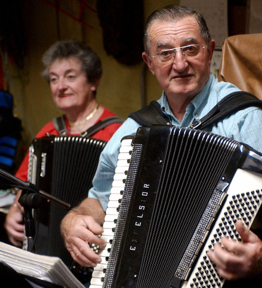 John and Sylvia Volpi playing accordion at Volpi's Ristorante in Petaluma