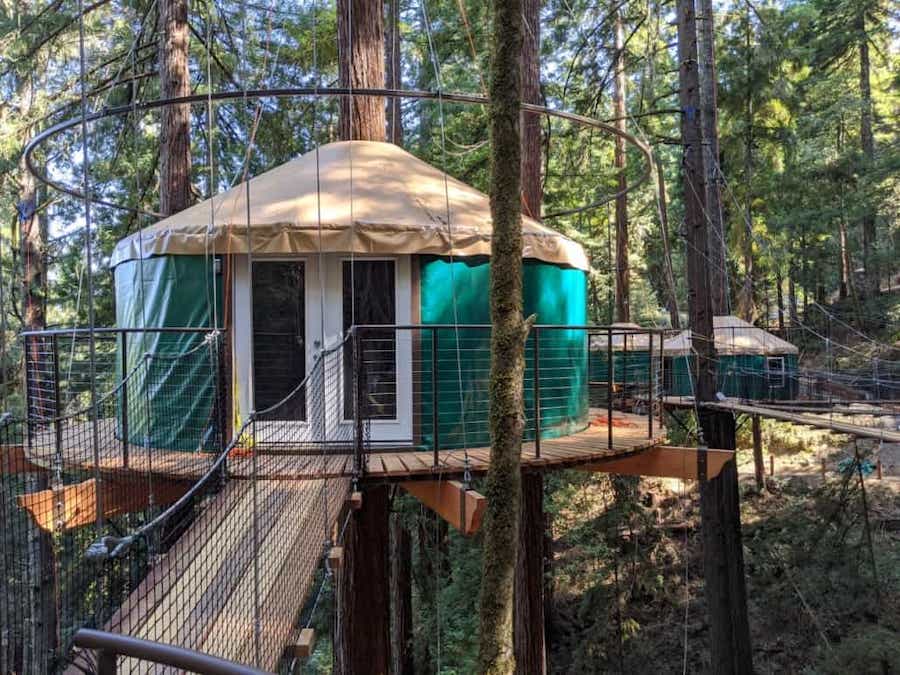 Treehouse along the zipline course at Sonoma Treehouse Adventures