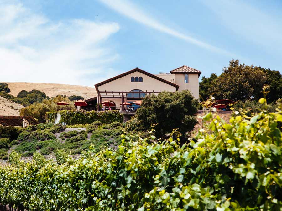 The majestic exterior of Gloria Ferrer Caves & Vineyards, Sonoma