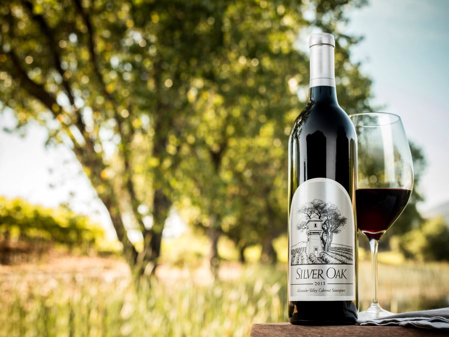 Picture of Silver Oak Winery bottle and glass of wine