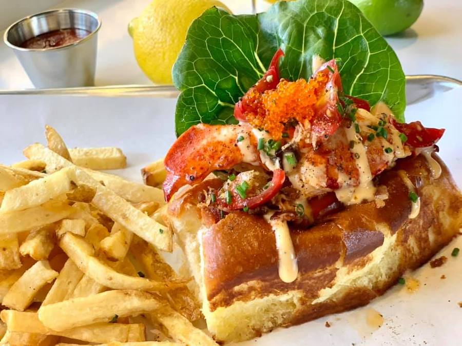 Lobster roll and fries from Tony's Galley in Santa Rosa