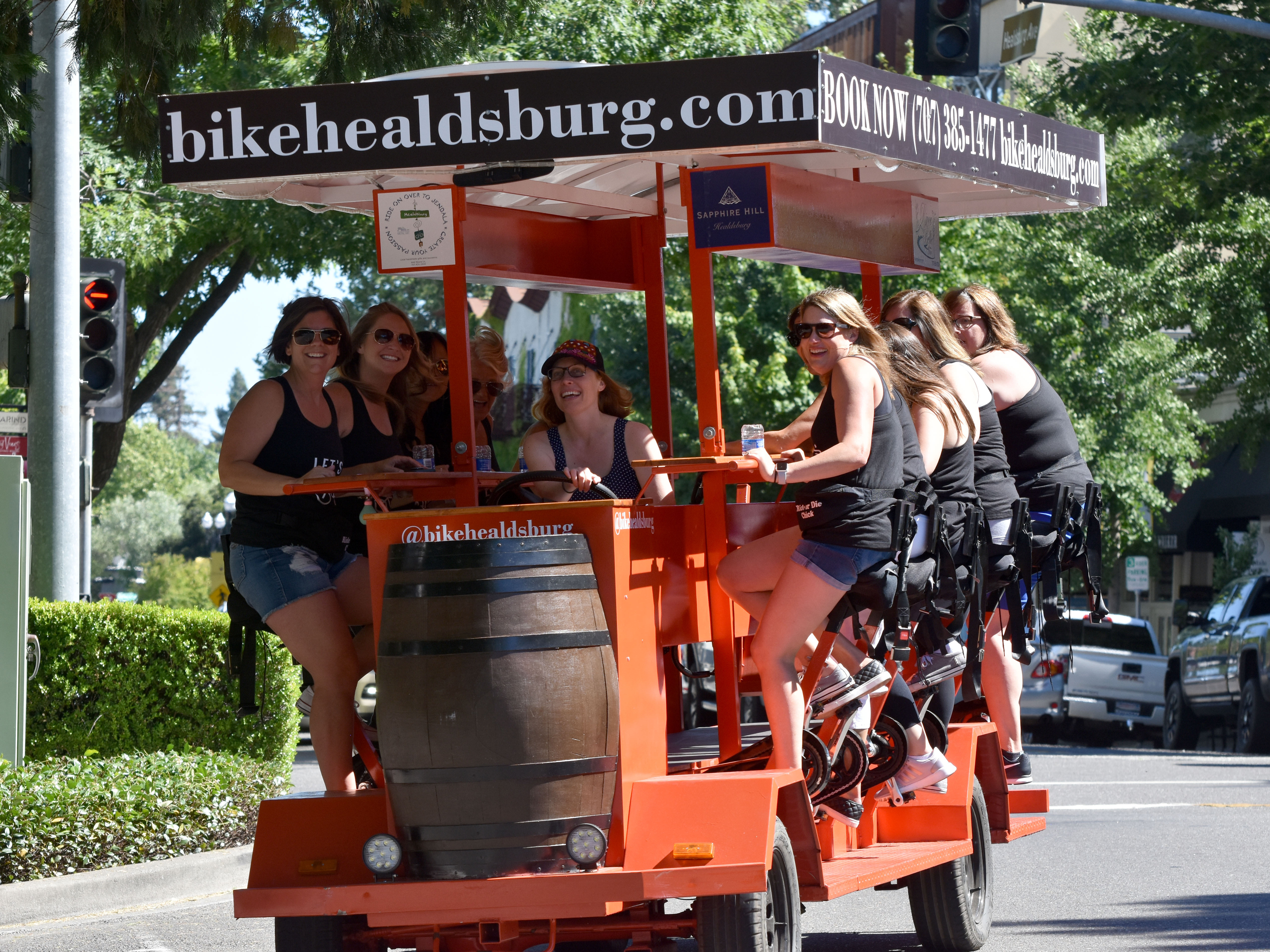 People on bike trolley