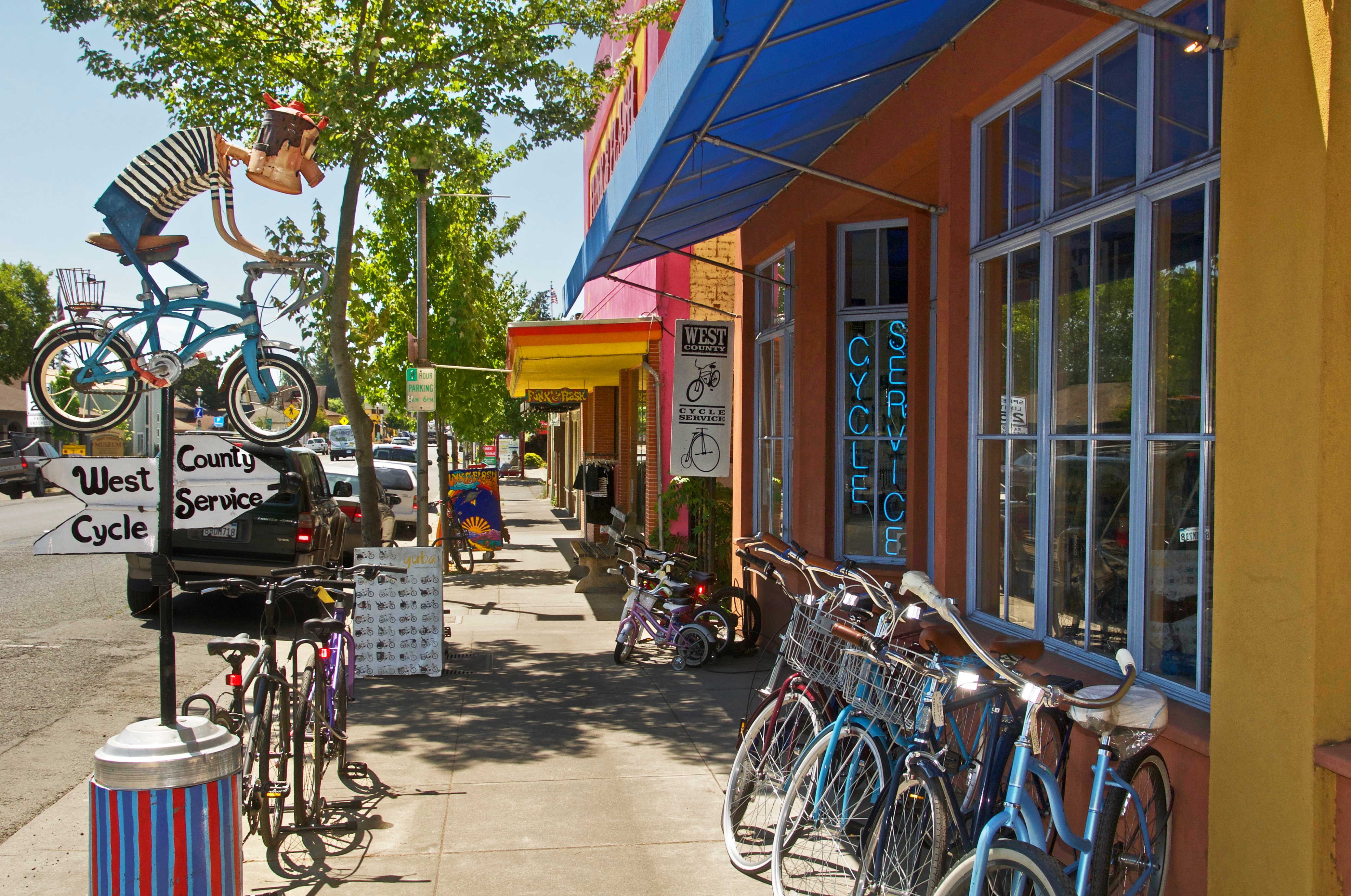 Sebastopol, in Sonoma County, California, is an art and bike haven.