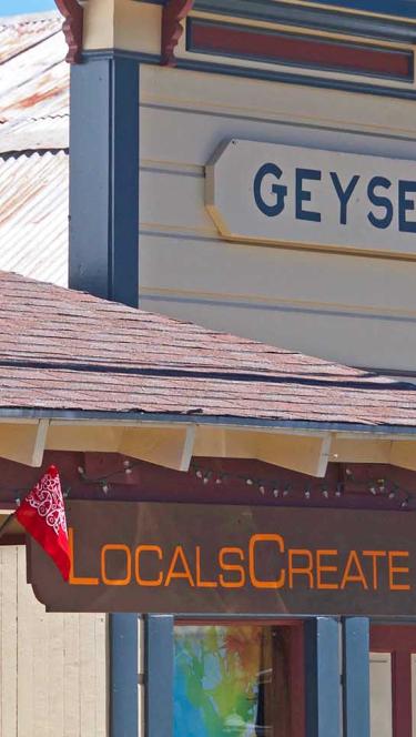 Old western store fronts in downtown Geyserville