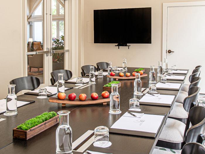 A conference room set up for a meeting