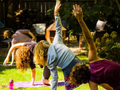 Yoga class taking place at The Sweet Spot in Sonoma